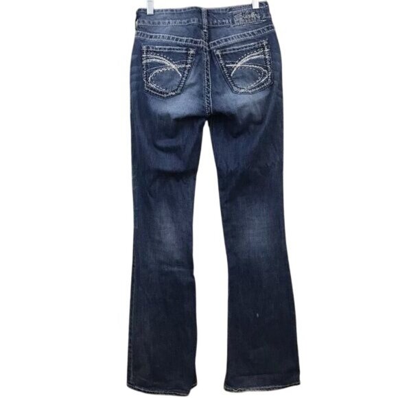 Silver Jeans Suki Bootcut Mid Rise Denim Jeans Dark Wash Whip Stitch Size 25 Y2K - Picture 2 of 8